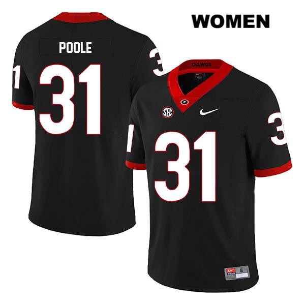 Georgia Bulldogs Women's William Poole #31 NCAA Legend Authentic Black Nike Stitched College Football Jersey LVH2156TM